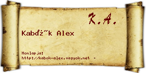 Kabók Alex névjegykártya